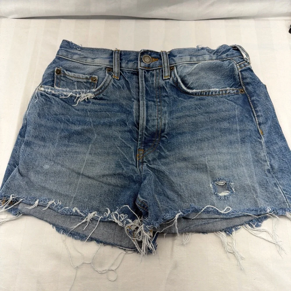 Zara Frayed Blue Jean Shorts